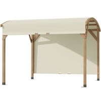 Pergola bois design arche toile de toit rétractable anti-UV UPF30+ dim. 3,2L x 3,08l x 2,42 m beige 320x308x242cm Beige