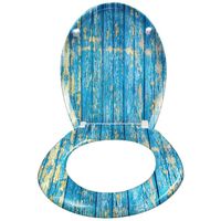 XMTECH Abattant de WC, Siège de Toilette à fermeture en douce, Cuvette WC Lunette Toilettes en forme de O en urée-planche bleue