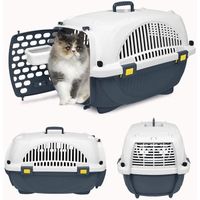 Cage de transport pour animaux de compagnie Pour petits chien & chat 60x37x37cm portable en ABS+PP Capacité de charge jusqu'à 10kg