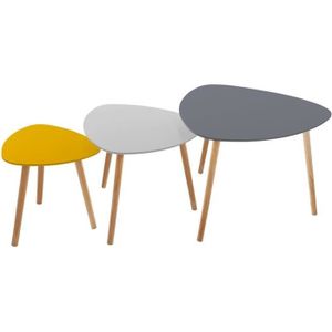 TABLE BASSE Lot de 3 tables à café - ATMOSPHERA - Mileo Break - Bois - Panneaux de particules - Contemporain - Design