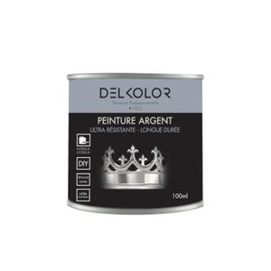 PEINTURE - VERNIS DELKOLOR - Peinture effet métal Argent 100ml - Couleur:Argent