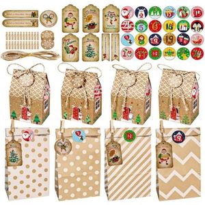 1 x 24 Sacs en Papier Kraft à remplir Pajoma Calendrier de lAvent mélange danimaux Autocollants et Accessoires Inclus 
