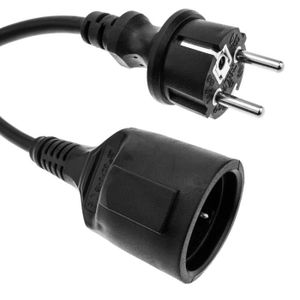 Câble électrique menuisier 3 broches 10 A In-Line Secteur Extension Connecteur Plug Noir