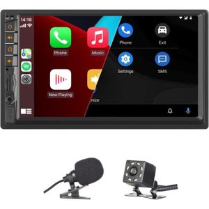AUTORADIO Double Din Autoradio Compatible Avec Carplay-Android Auto Avec Écran Tactile De 7 Pouces Bluetooth-Miroir Lien-Calpagne Hand[n278]