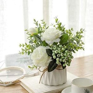 maison et cadeau pour des amis Fleurs artificielles en pot blanc vase de bureau de mariage avec pots blancs pour décoration de maison décoration de maison de bureau n°2 fausses plantes