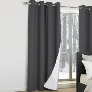 RIDEAU ID MARKET - Lot de 2 rideaux thermiques gris anthr