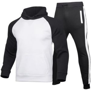 SURVÊTEMENT Ensemble de survêtement de jogging pour hommes Ensemble de sweat à capuche de sport Veste deux pièces avec capuche et poches blanc