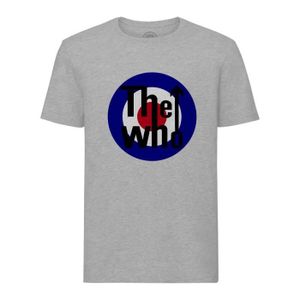 T-SHIRT T-shirt Homme Col Rond Gris The Who 70's Rock Logo Fleche Cible