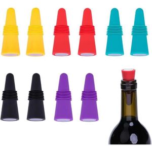 BOUCHON - DOSEUR  10 Pcs bouchons de vin, en silicone réutilisables 