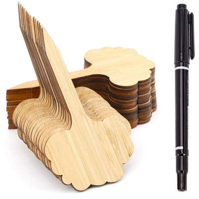 Lot 60 Étiquettes En Bois Jardin 10x6 Cm + Crayon Double Mine Etiquettes Potager Plantes Semis Herbes Aromatiques 98660508