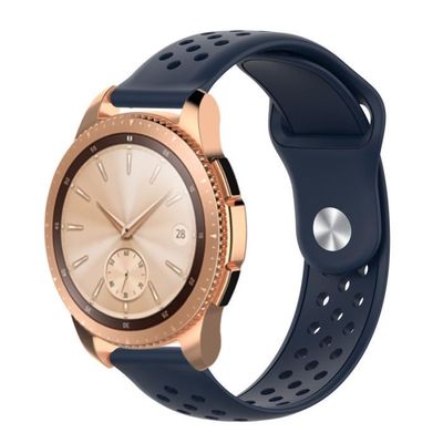 Bracelet pour votre Samsung Galaxy Watch 42mm SM R810 en silicone Sangle perforee de 20 mm noir bleu Cdiscount Telephonie