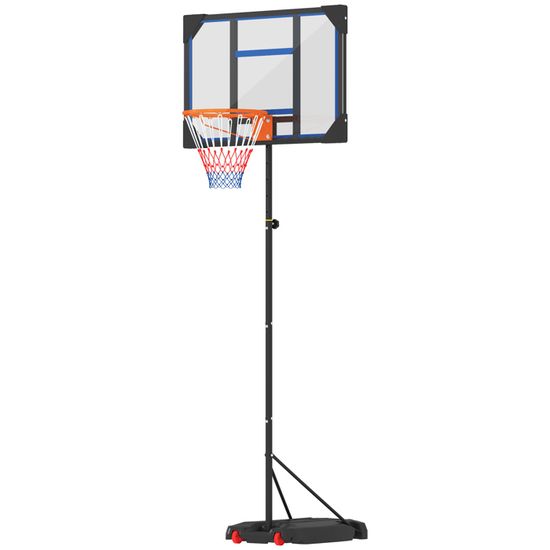 Panier De Basket Extérieur Tectake Réglable 9 Hauteurs – Sur Pied Avec Base Lestée, Roulettes, Ballon + Pompe Inclus, Enfant & Adulte