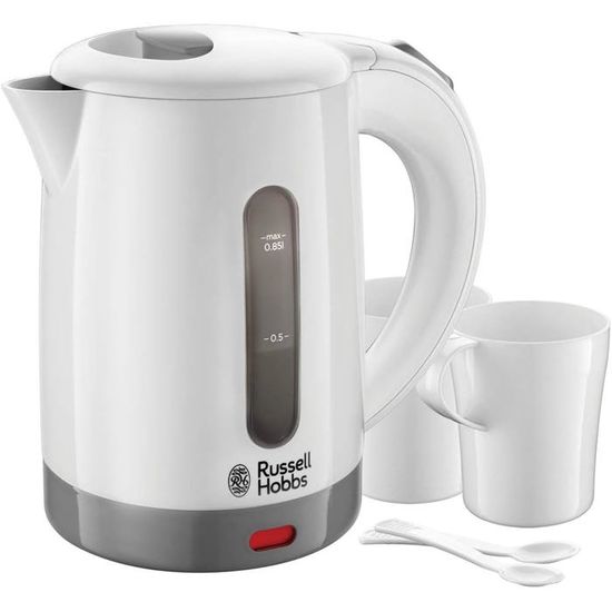 Russell Hobbs Bouilloire Électrique Travel Petite & Légère 850ml 1000W - Avec 2 Tasses Et Cuillères