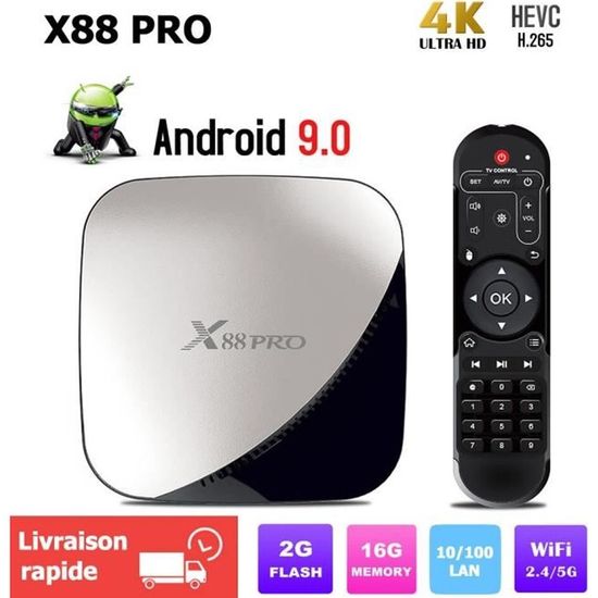 Smart TV Box Android 4 Go RAM / 32 Go ROM - Résolution 4K 60Hz, Wi-Fi 6 Double Bande, Bluetooth, HDMI - Lecteur Multimédia Connecté