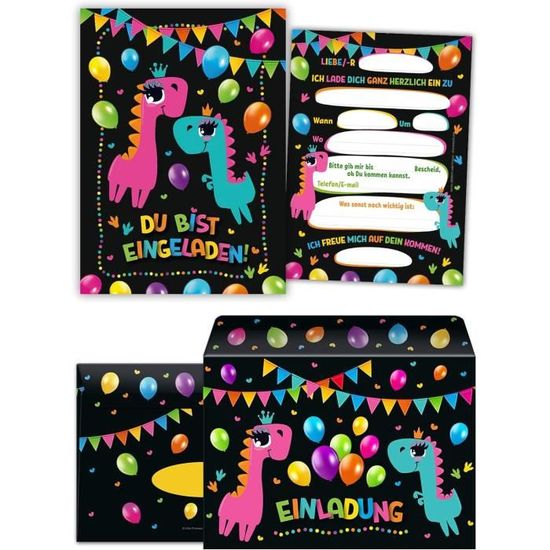 Lot De 12 Cartes D'Invitation Avec 12 Enveloppes Pour Anniversaire D