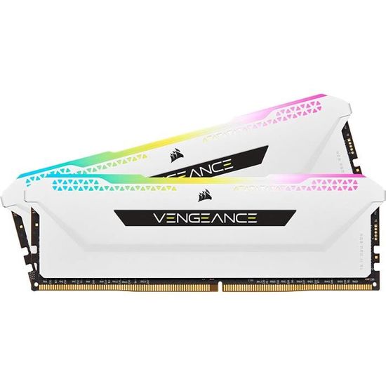 Mémoire RAM - CORSAIR - Vengeance RGB Pro SL DDR4 - 32GB 2x16GB DIMM - 3600 MHz  - 1.35V - Blanc (CMH32GX4M2D3600C)