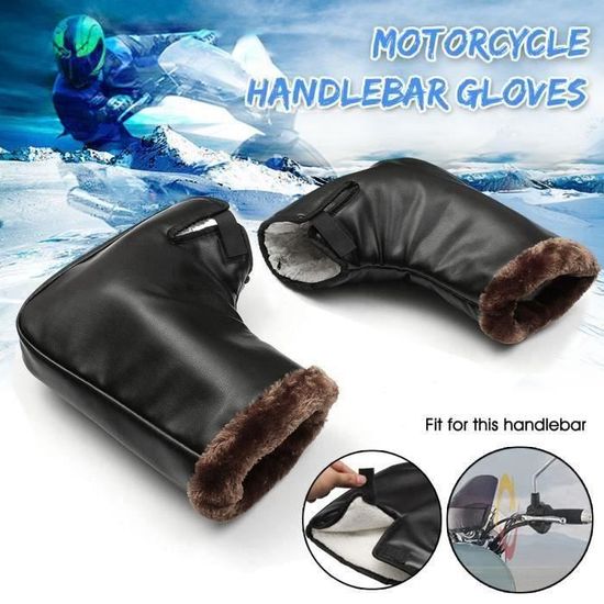 Manchons De Guidon Moto/vélo – Gants Hiver épais étanches – Bandes Réfléchissantes – Taille Universelle Noir