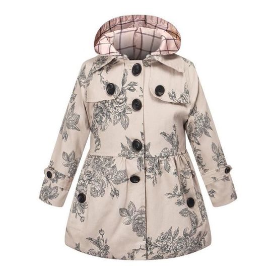 Trench-Coat Fille En Coton - Manteau Automne Single Breasted, Tailles 4-17 Ans