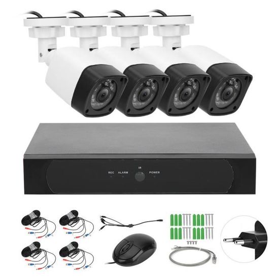 Sonew Système de sécurité de surveillance Kit de Caméra de Sécurité à Domicile 1080P AHD 4 Canaux Système de Surveillance IR