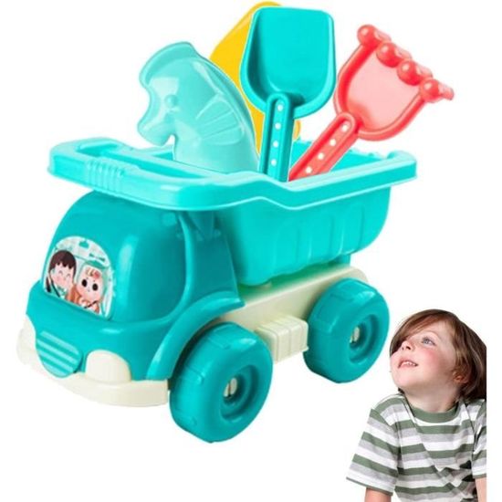 Seau de plage pliable avec pelle, râteau, tamis et moules à sable en plastique pour enfants, bac à sable, plage, extérieur, été, vacances, accessoires de voyage, aire de jeux