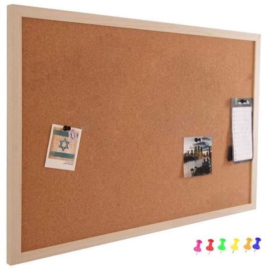 DesignOvation Bosc Bacheca In Tessuto Grigio - Cornice Bianca 69,8x110,5 Cm - Superficie In Lino 59,7x100,3 Cm - Appendi Orizzontale/Verticale - 4