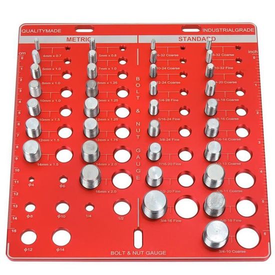 Vérificateur De Filetage Portable 44 Jauges - 21 Tailles Métriques + 23 Tailles Pouces - Alliage Zinc