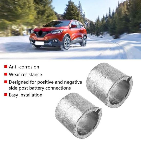 Lot 2 Manchons Adaptateurs Bornes Batterie Voiture – Positif + Négatif, Métal Robuste Anti-Rouille, Convertisseur Cosset Borne