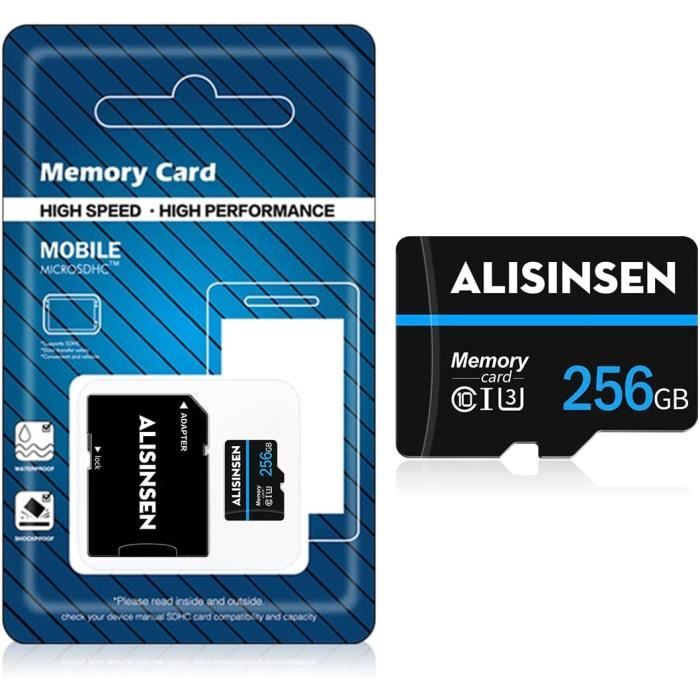 Carte Micro SD 256Go Avec Adaptateur - Lecture 100 Mo/s, Idéale Pour Smartphones Et Vidéo 4K