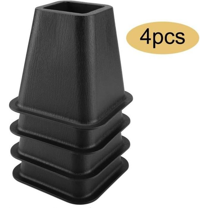 4 pcs Rehausseur Meuble Rehausseur Pieds de lit Ajouter Hauteurs Meuble REHAUSSEUR DE CHAISE ELEVATEUR noir-CWU