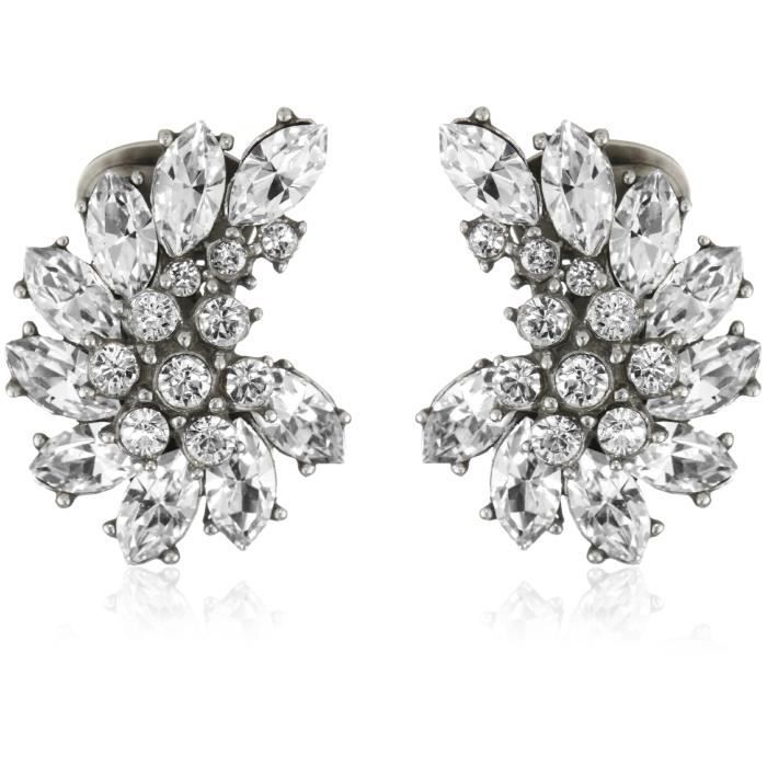 Boucles d'oreille SADY0 s clip Cristal Swarovski Cluster