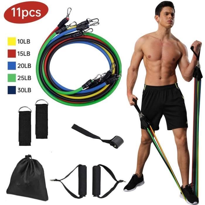 Bandes de Résistance Elastique Musculation Elastiques Musculation11 PCS, 100LBS Ensemble de Sport Fitness avec Tubes de Fitness