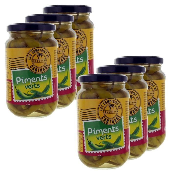 Lot 6X Piments verts - Les Comptoirs de Carthage - pot 150g