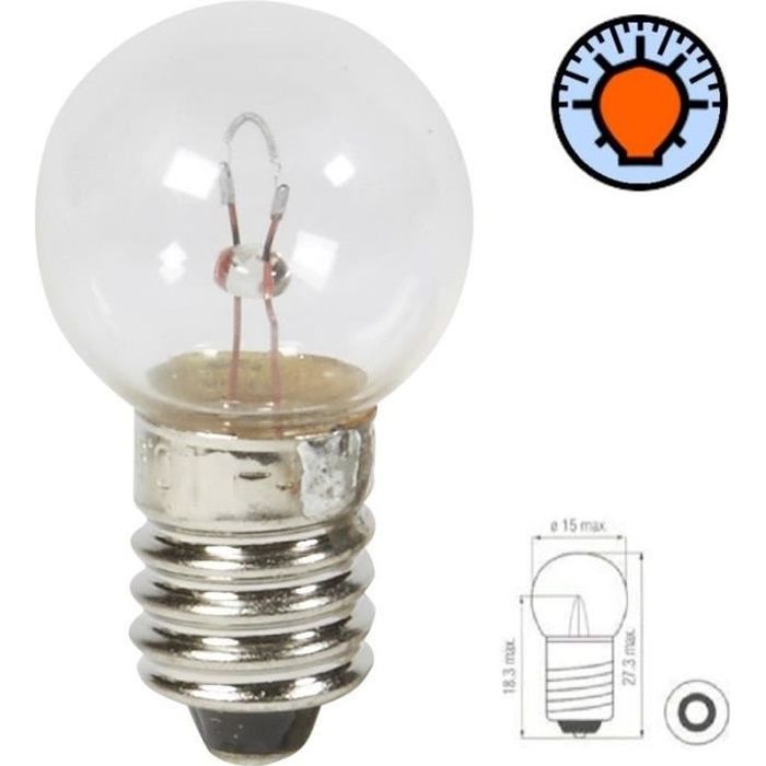 AMPOULE 12V 3W E10 EDISON A VISSER RONDE VOYANT TABLEAU BORD VOITURE MOTO BOULE LAMPE