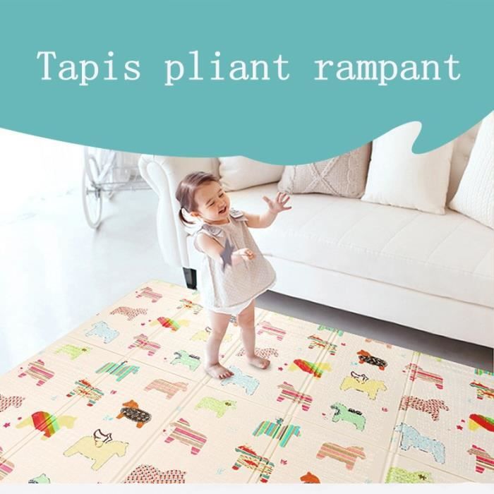 Tapis de Jeu Pour Bebe 180x200x1cm Tapis de Sol en Mousse Epais Pliable Reversible - Tapis d'éveil pour Bébé et Enfant(D)