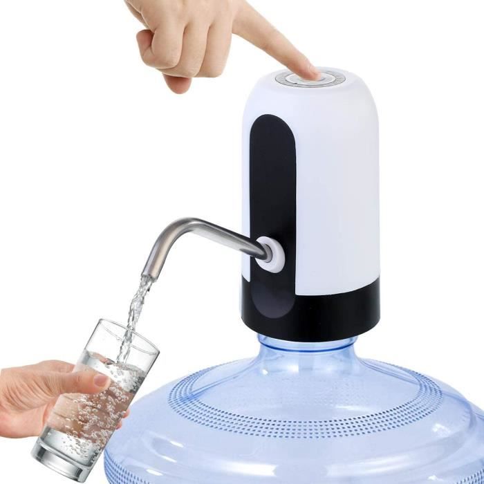 Distributeur Automatique de Pompe à Eau Bouteille Rechargeable d'eau Potable Bouteille de Pompage Rapide Electrique sans Fil (Blanc)