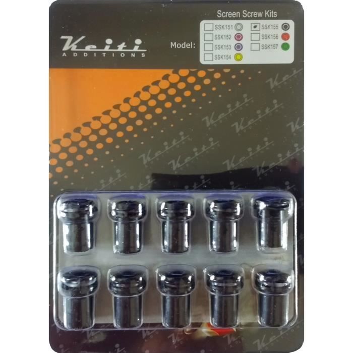 Kit de visserie Keiti® 10 boulons noires aluminium anodisés inoxydables pour pare-brise bulle motos