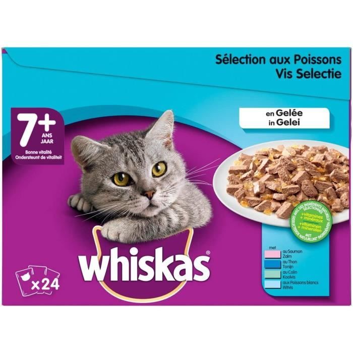 Nourriture pour chats Whiskas Senior7+ - Sachets fraîcheur pour chat senior (stérilisé ou non), sélection aux poissons e 38231