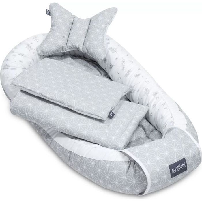 Bellochi Kit Nids Bébé 5 Pièces - Reducteur de Lit Bebe une Couverture de Bebe Cale Tete Bébé un Oreiller Plat - Star