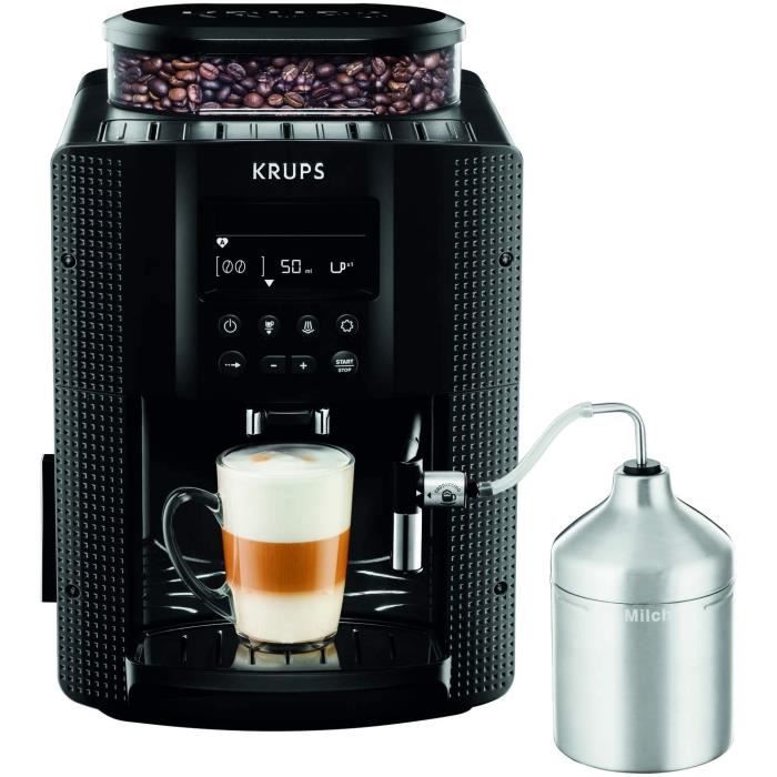 Krups Essential Machine à Café à Grain, Machine à Café, Broyeur Grain, Cafetière Expresso, Ecran LCD, Nettoyage Automatique, Buse Va