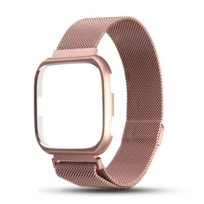 Bracelet Bicolore Acier Inoxydable Pour Fitbit Versa +Cadre 40mm ROSE S Bo31813