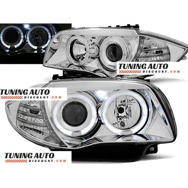 Phares avant BMW 1 e87, - e81 04-11 angel eyes chrome ( 26897 )