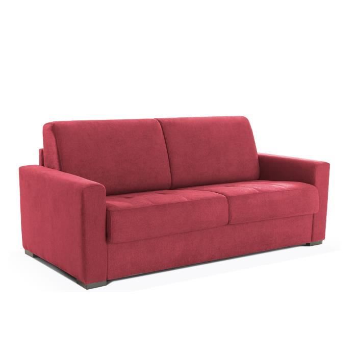 STARTER - Canapé convertible Rapido -160X195- Matelas 13 cm - En Tissu Microfibre Confort Bordeaux - 3 places