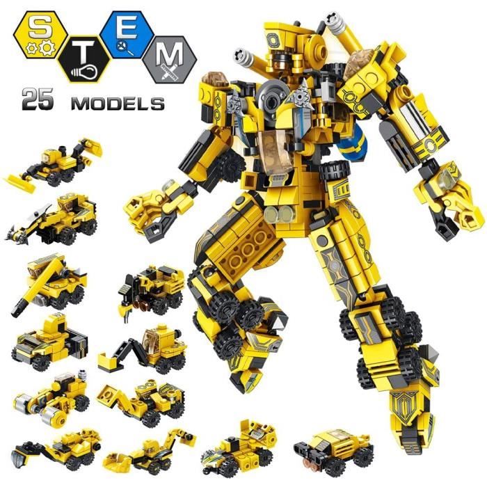 Robot Stem Jouet 25 en 1 Kit de Construction Briques Bâtiment Bricolage Pédagogique pour Enfants 6 7 8 9 10 Ans (573PCS)