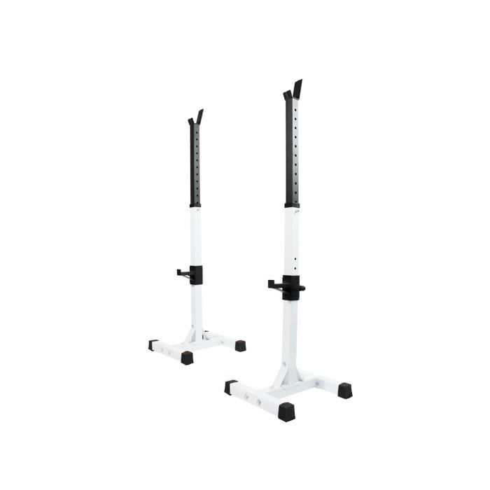 Cage de Squat Support de Squat Réglable Squat Rack Avec Barre de Support pour Haltères-Charge Max.200kg-15 niveaux de réglages-Blac