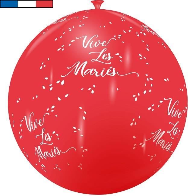 Ballon français mariage rouge et blanc 1m en latex (x1) R/11975