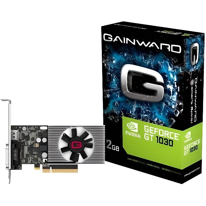 Gainward GeForce GT 1030, GeForce GT 1030, 2 Go, GDDR4, 64 bit, 1050 MHz, PCI Express 3.0