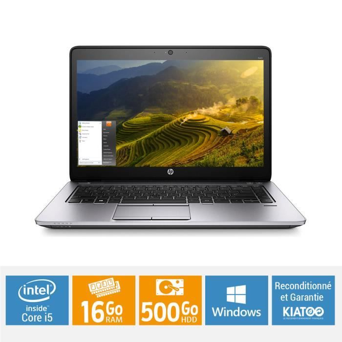 ORDINATEUR PORTABLE HP ELITEBOOK 840 G2 CORE I5 16 GO RAM  500 GO HDD DISQUE DUR