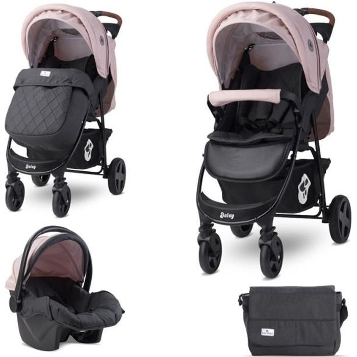 Poussette combinée duo 2 en 1 avec siège auto DAISY SET Lorelli rose