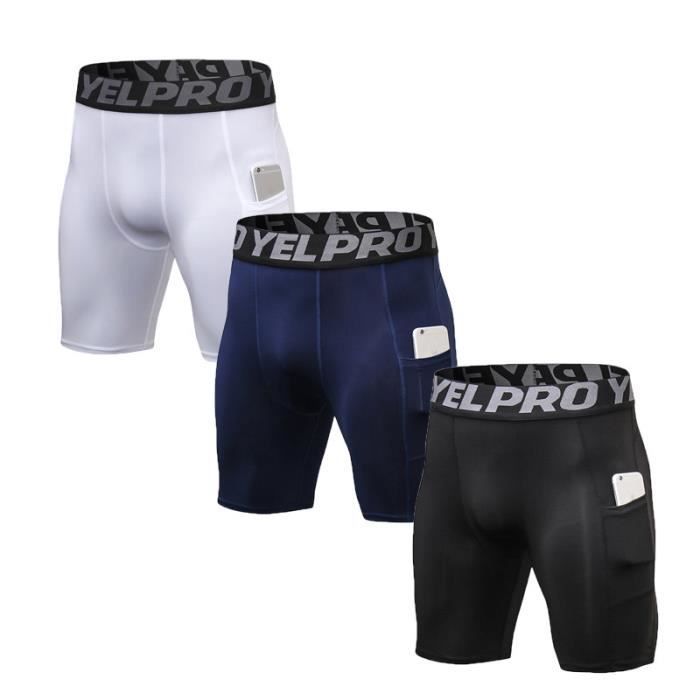 Lot de 3 Short de Sport Homme Compression Secher Rapide Running Fitness