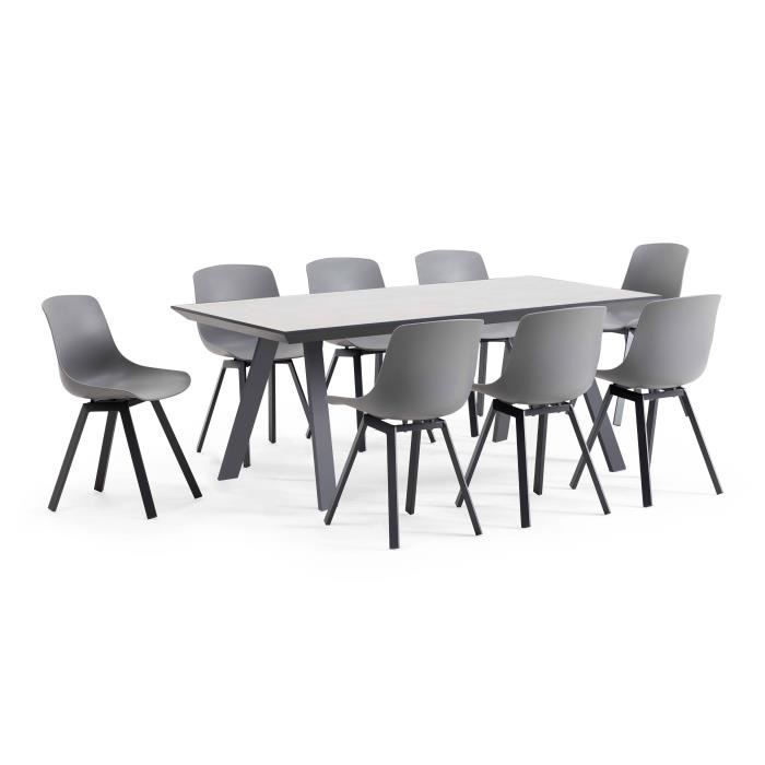 Salon de jardin scandinave - 180 x 90 x 75 cm - Aluminium - Oviala - Gris
